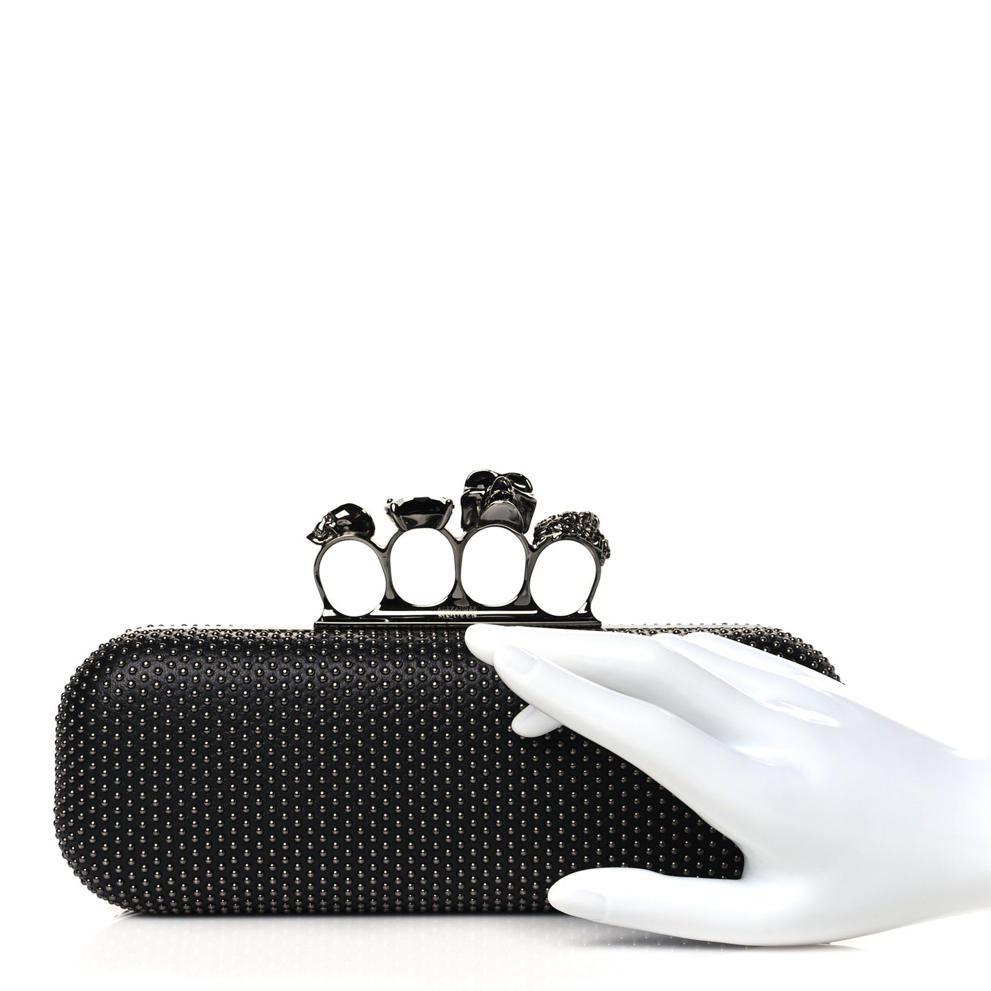 Nappa Studded Knucklebox Clutch Black