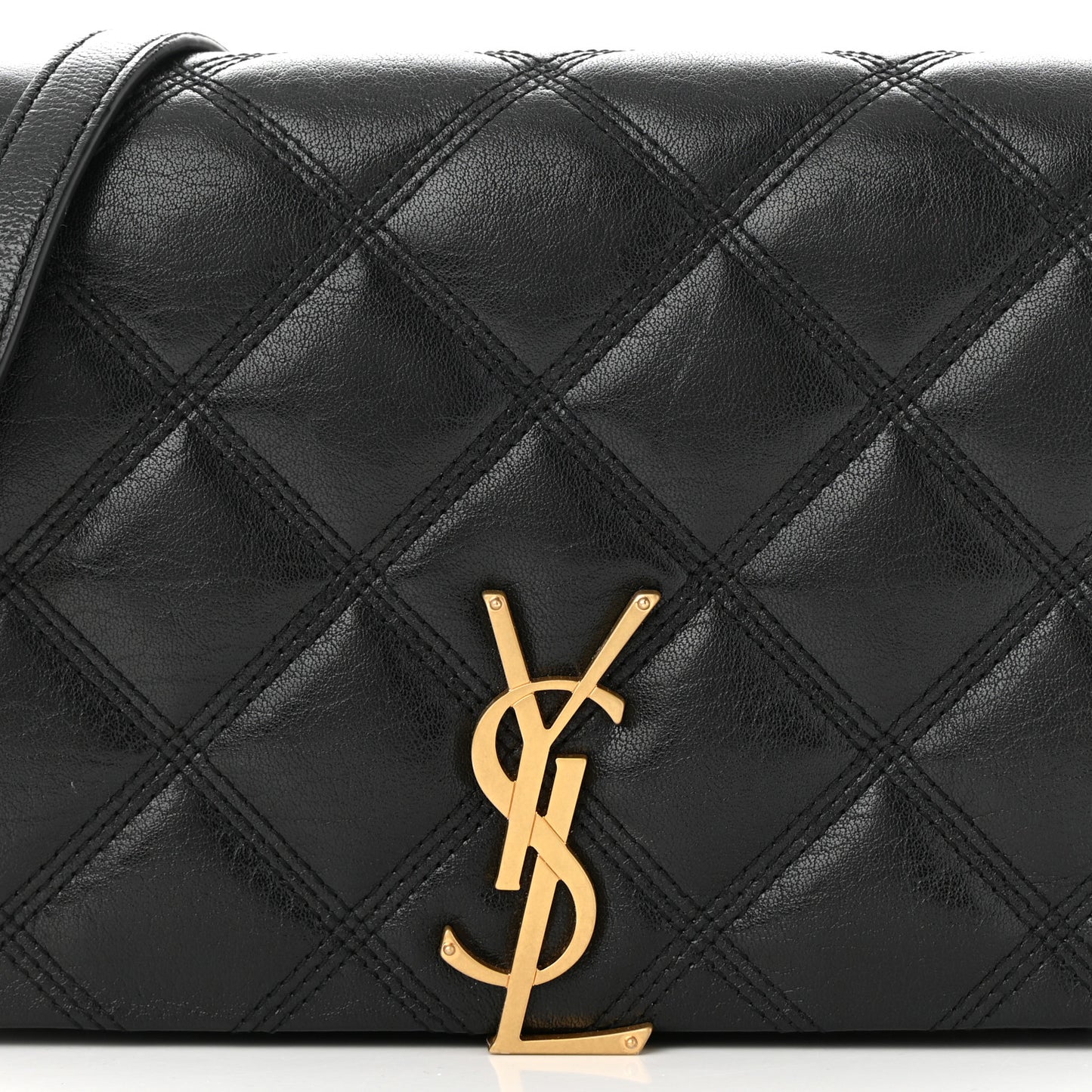 Lambskin Diamond Quilted Becky Chain Wallet Black
