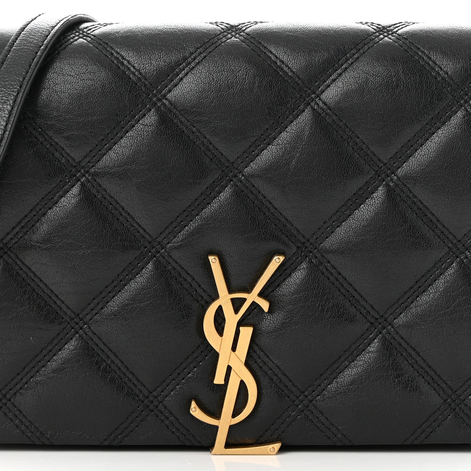 Saint Laurent Lambskin Diamond Quilted Becky Chain Wallet Black 8 of 10