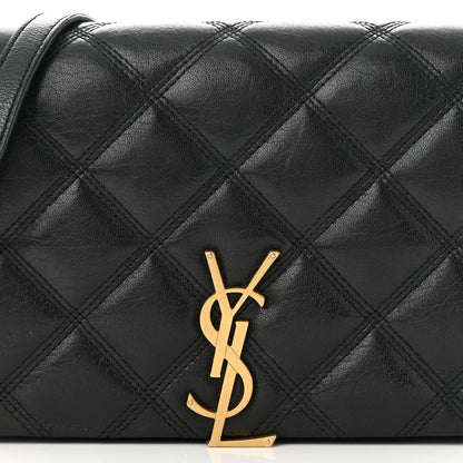 Saint Laurent Lambskin Diamond Quilted Becky Chain Wallet Black 8 of 10