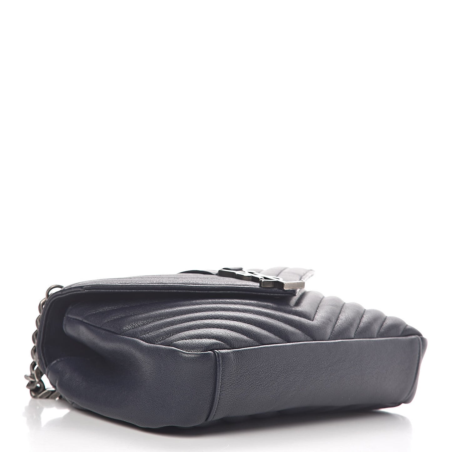 Sheepskin Matelasse Chevron Monogram Medium College Bag Deep Marine