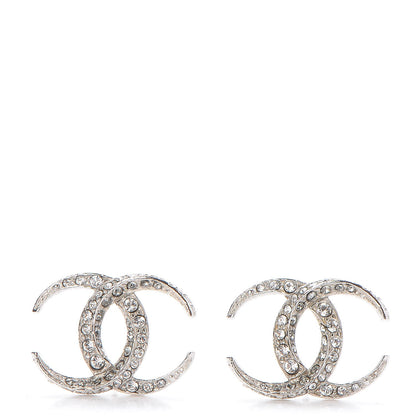 Chanel Crystal CC Moon Earrings Silver 1 of 5