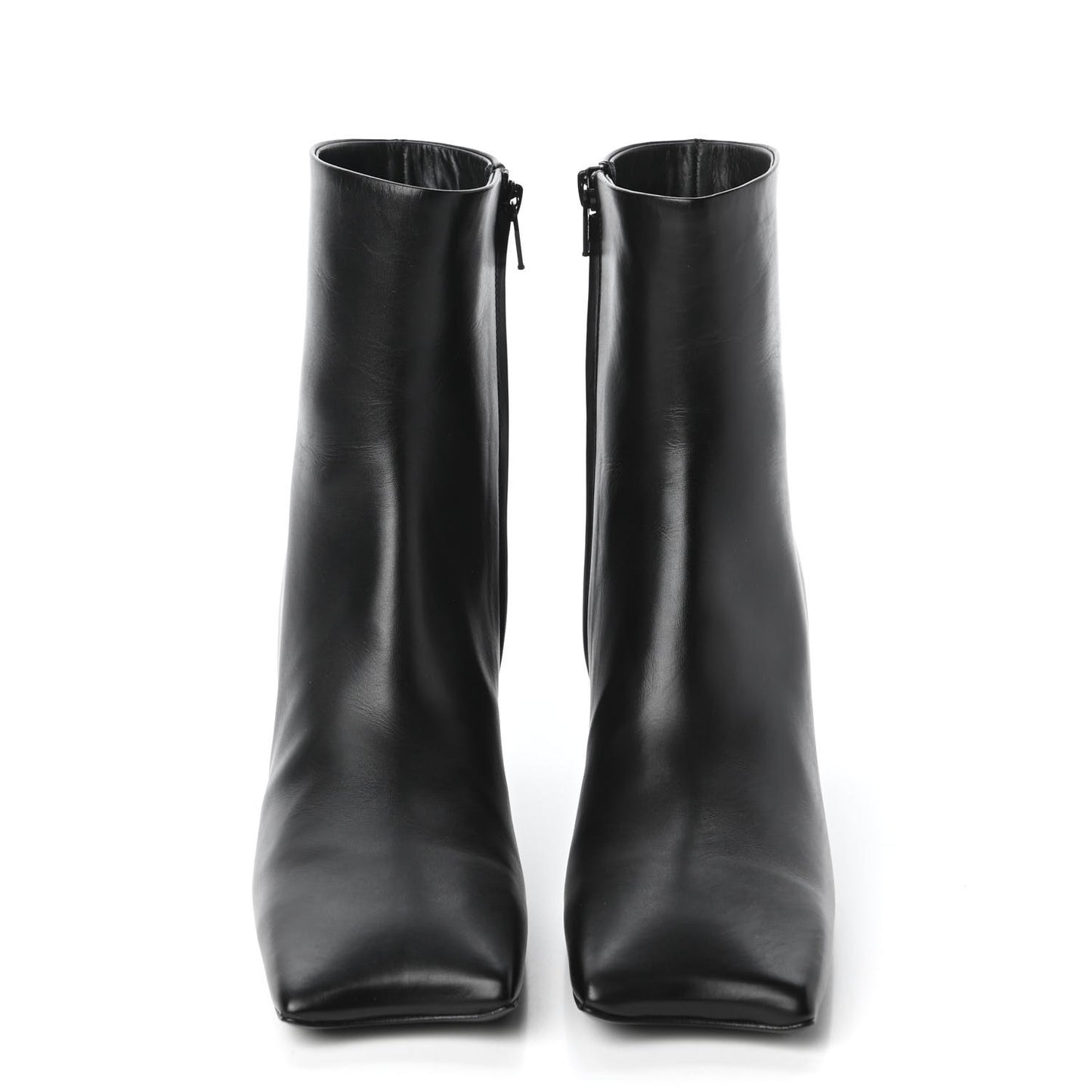 Smooth Calfskin Moon Square Toe 60mm Ankle Booties 38 Black