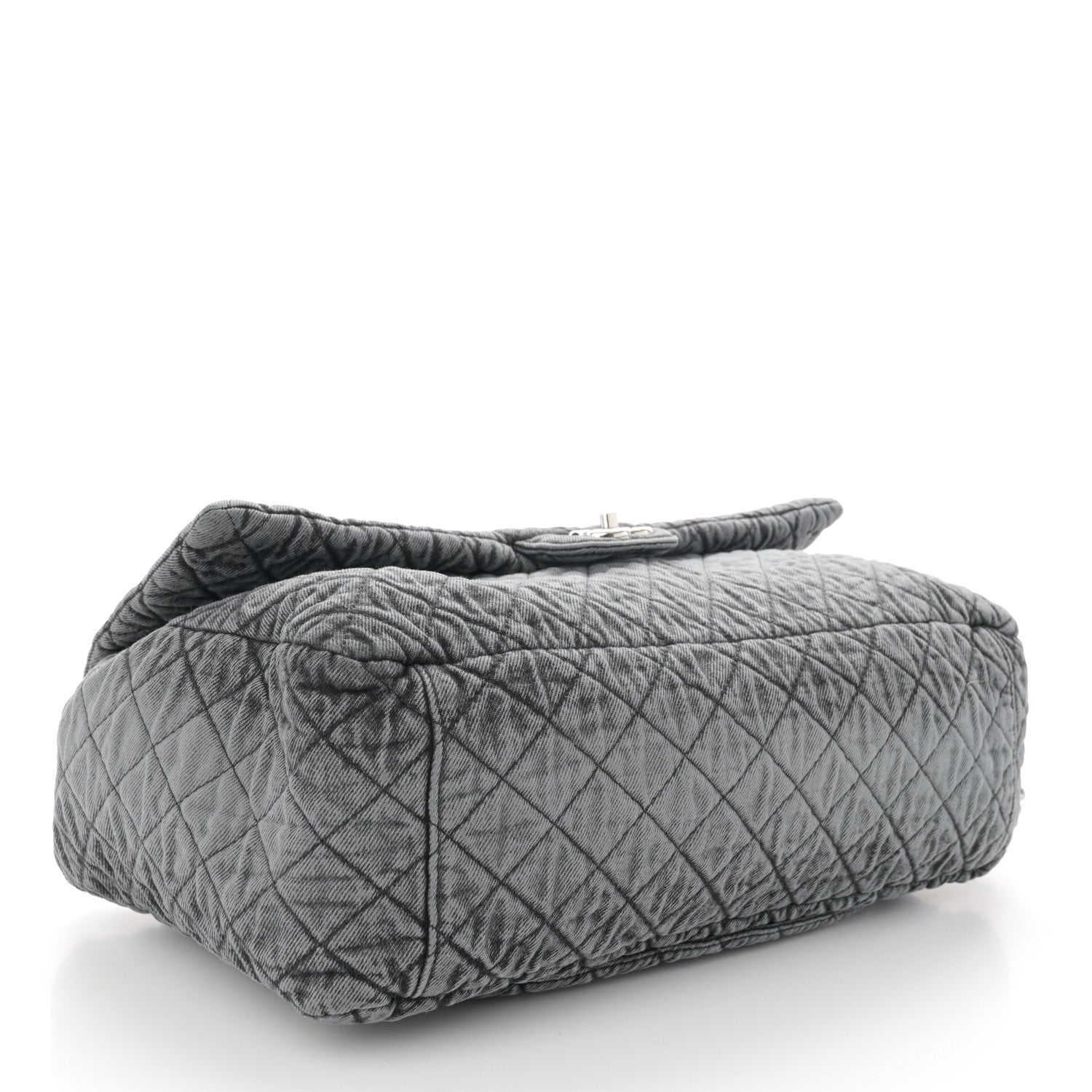 Chanel Denim Quilted Denimpression XXL Flap Grey Black 5 of 11