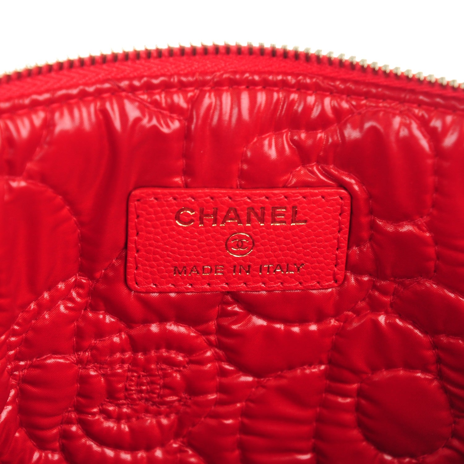 Chanel Caviar Camellia Embossed Medium Cosmetic Case Red 6 of 7