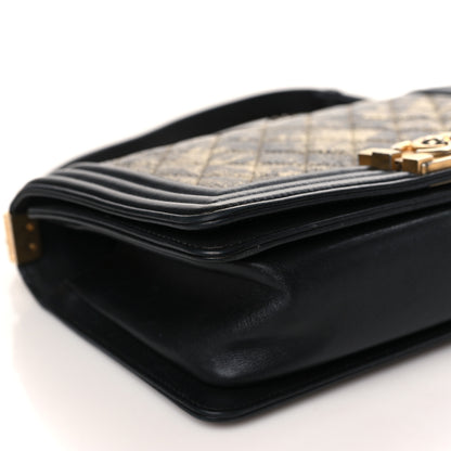 Chanel Metallic Crumpled Goatskin Medium Boy Flap Black Gold 8 of 11