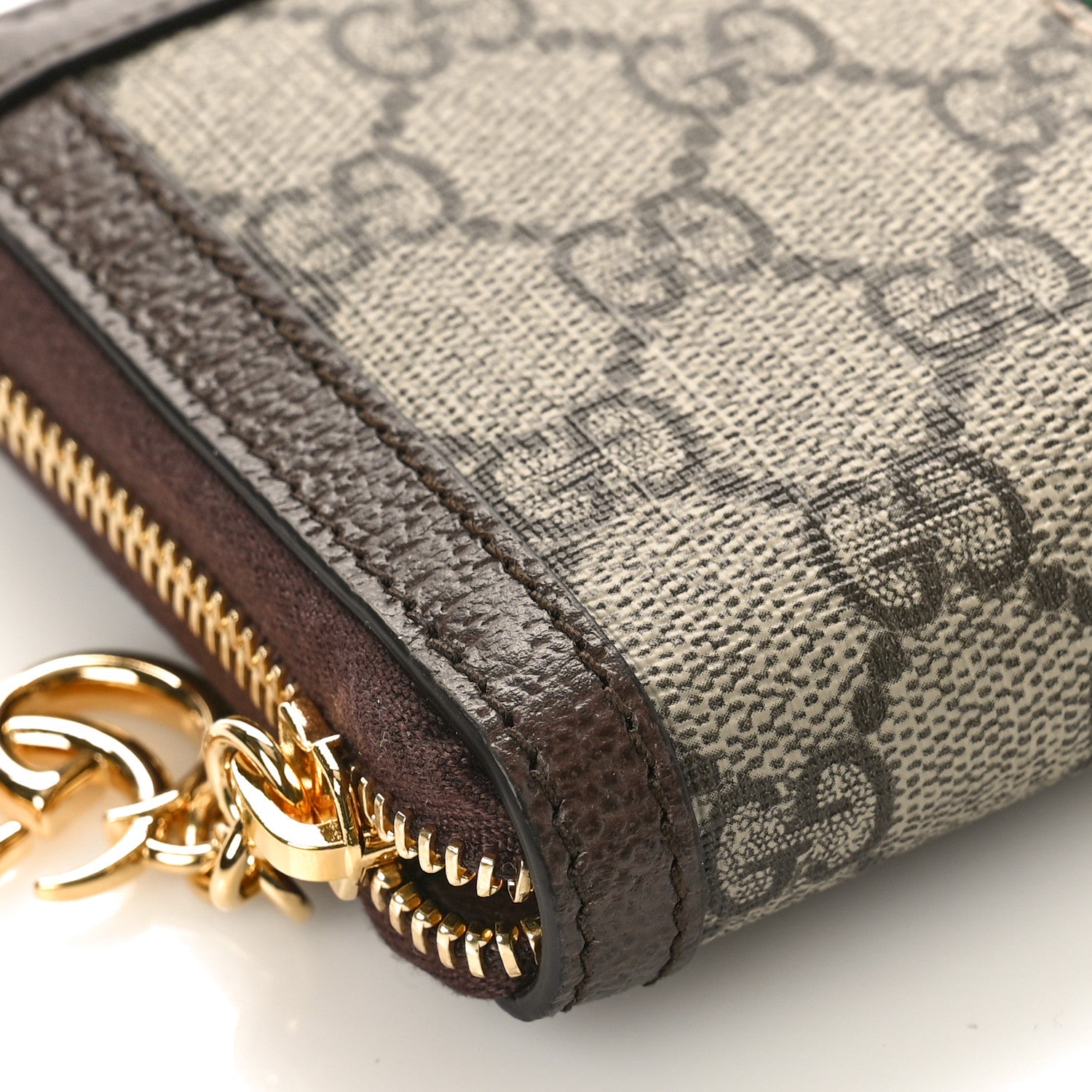 Gucci GG Supreme Monogram Web Ophidia Zip Around Wallet Brown 7 of 9