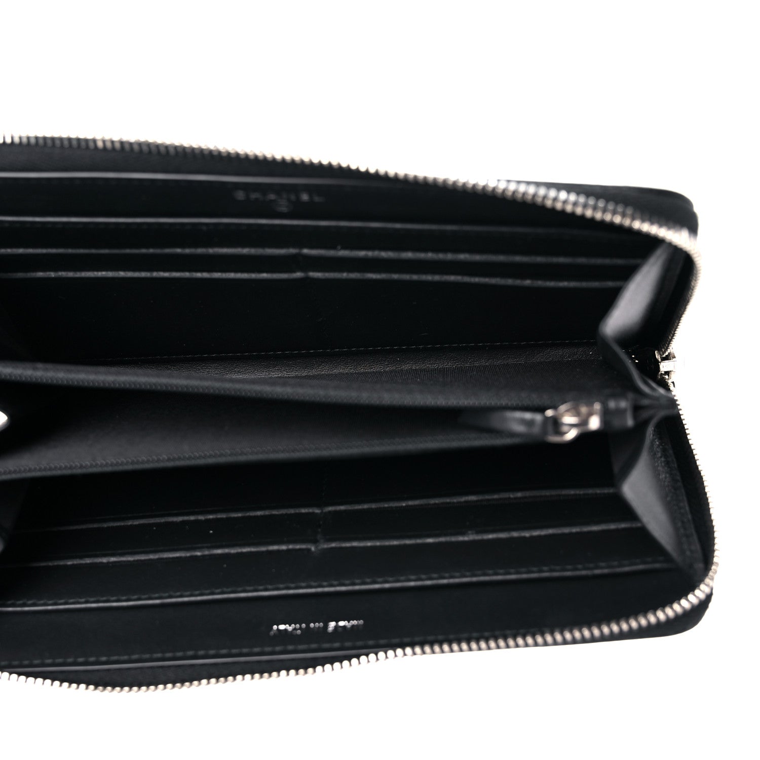 Chanel Caviar Quilted Diamond CC Gusset Zip Around Wallet Black 5 of 11