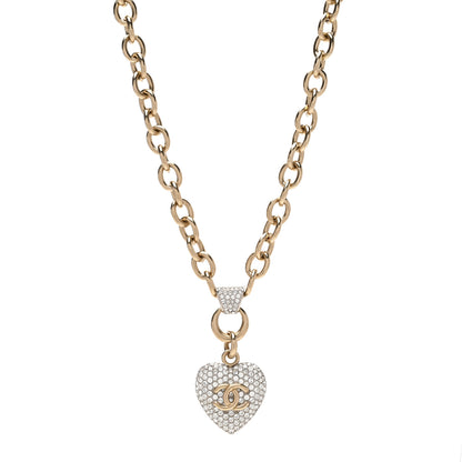Chanel Crystal Heart CC Necklace Gold 1 of 4