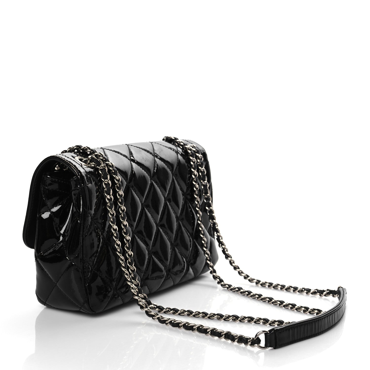 Chanel Patent Calfskin Quilted Mini Rectangular Flap Black 3 of 9