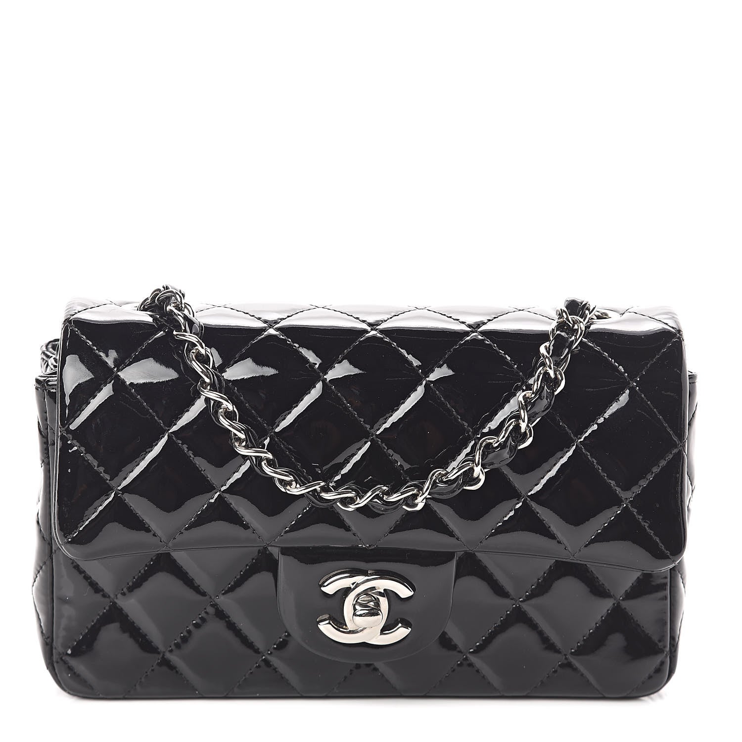 Chanel Patent Calfskin Quilted Mini Rectangular Flap Black 1 of 10