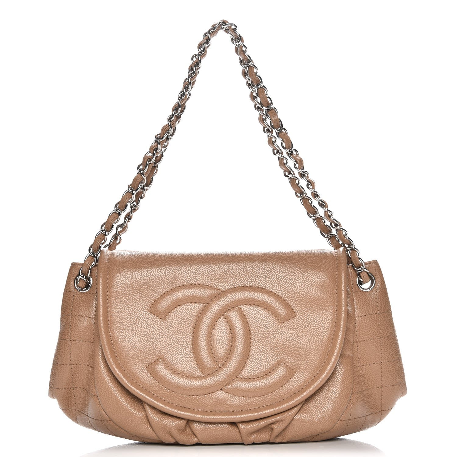 Chanel Caviar Half Moon Large Flap Dark Beige 1 of 8