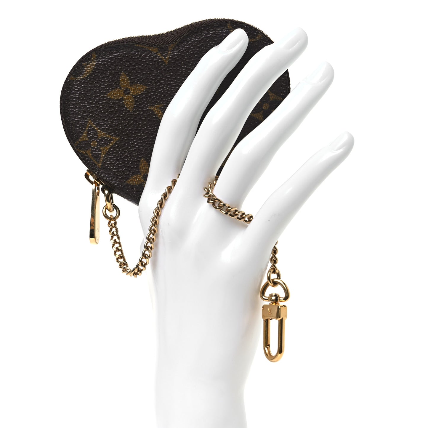 Monogram Leopard Coeur Heart Coin Purse Blanc Corail