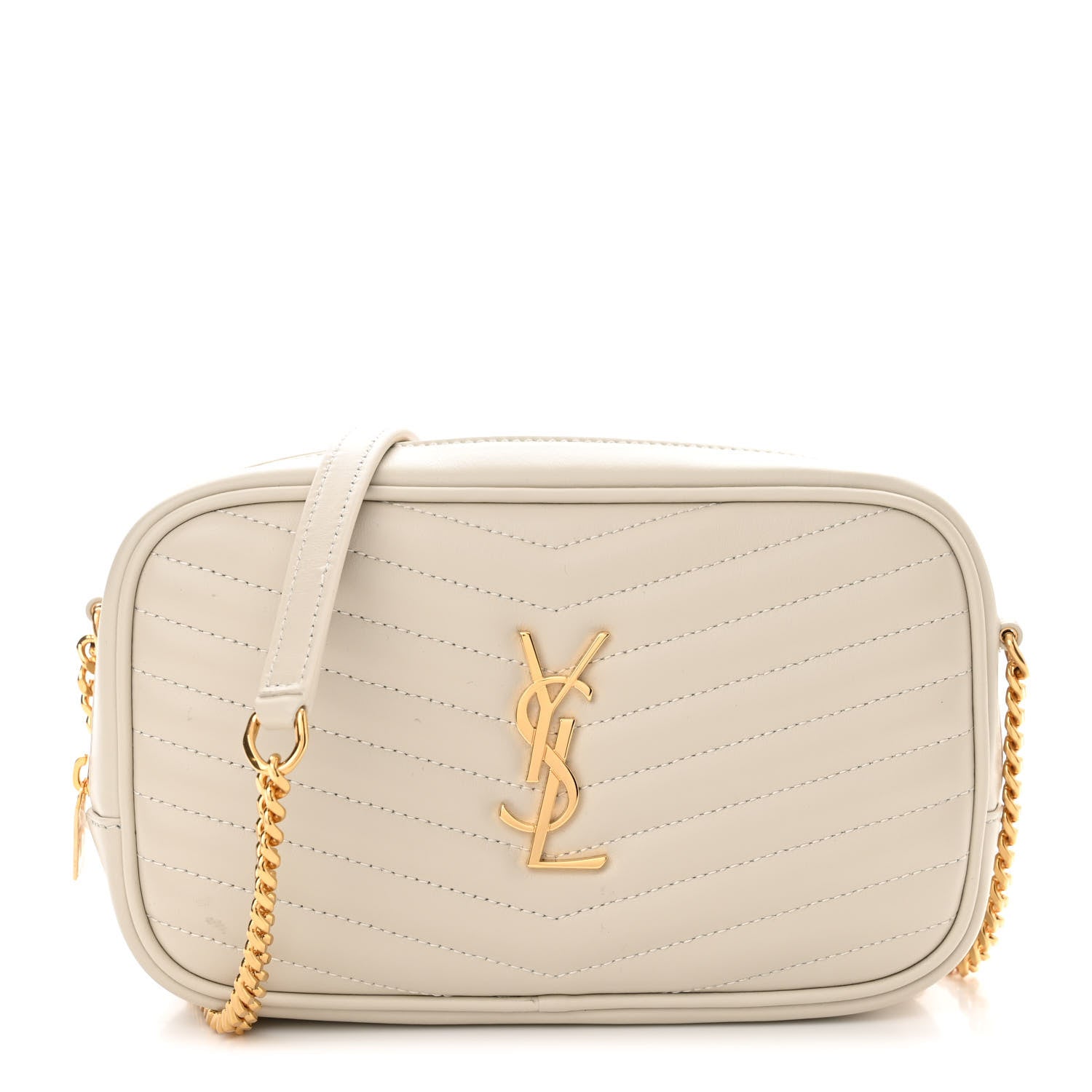Saint Laurent Calfskin Matelasse Monogram Mini Lou Camera Bag Crema Soft 1 of 13