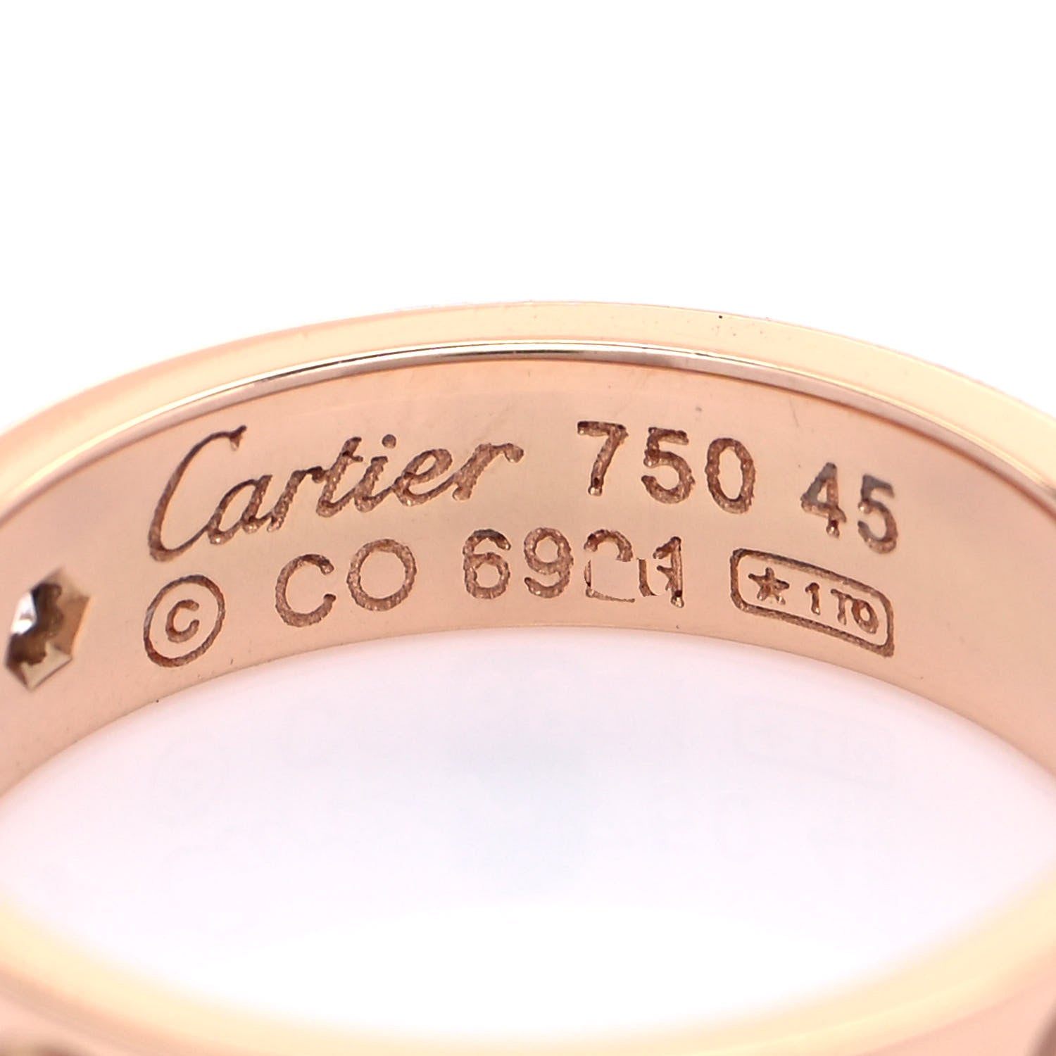 Cartier 18K Pink Gold Diamond 4mm LOVE Wedding Band Ring 45 3.5 4 of 4