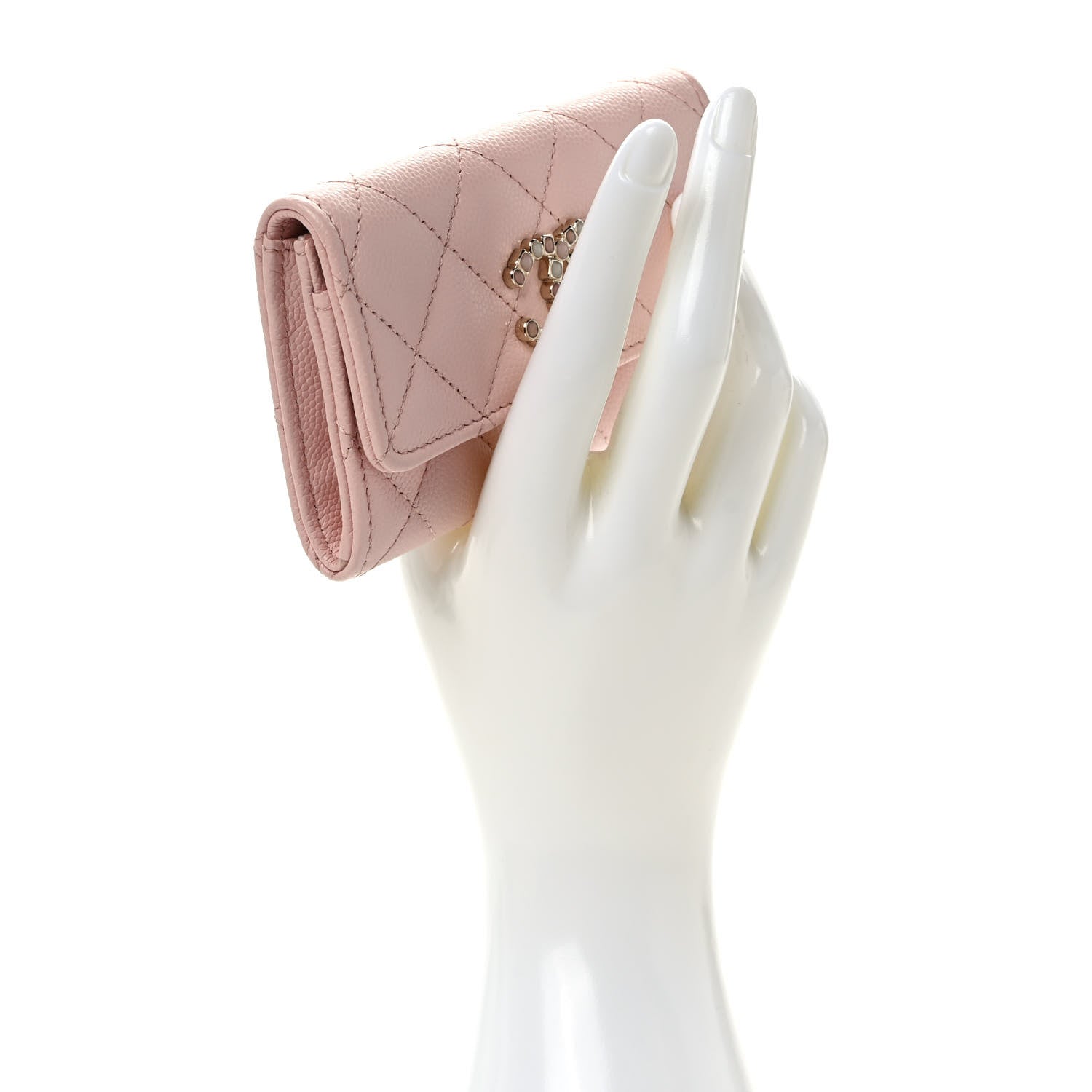 Chanel Shiny Caviar Enamel Quilted CC Flap Card Holder Light Pink 2 of 8
