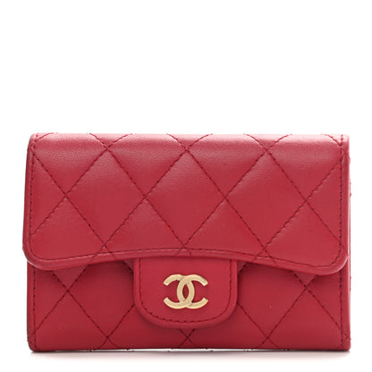 Chanel Lambskin Quilted Flap Card Holder Red 1 of 9
