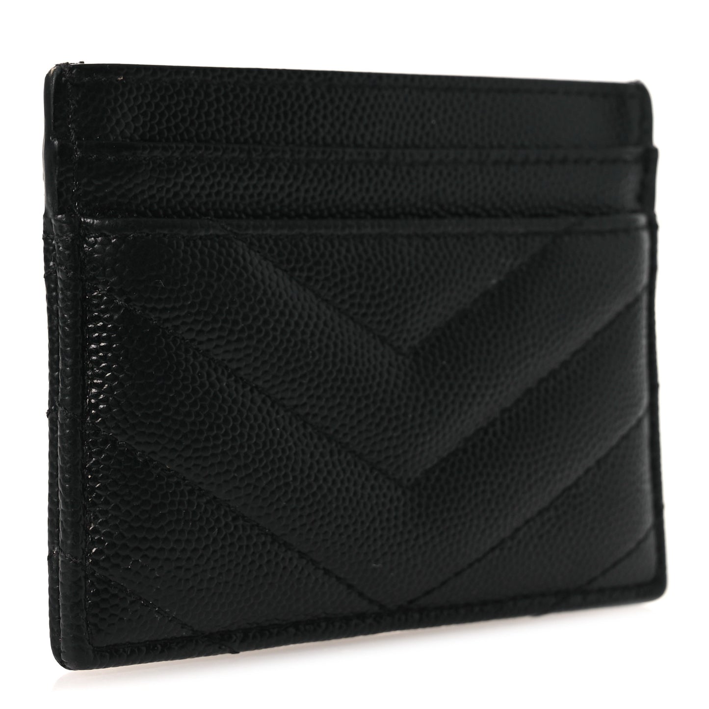 Grain De Poudre Matelasse Chevron Monogram Credit Card Case Black