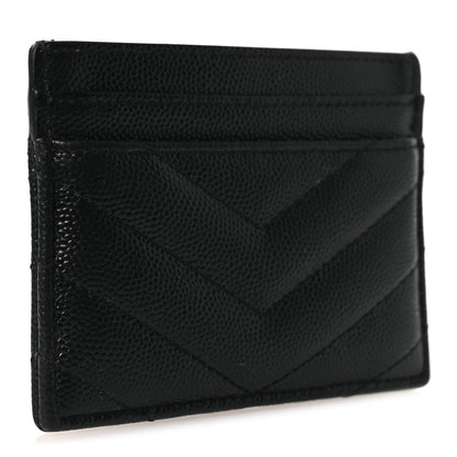 Saint Laurent Grain De Poudre Matelasse Chevron Monogram Credit Card Case Black 3 of 10