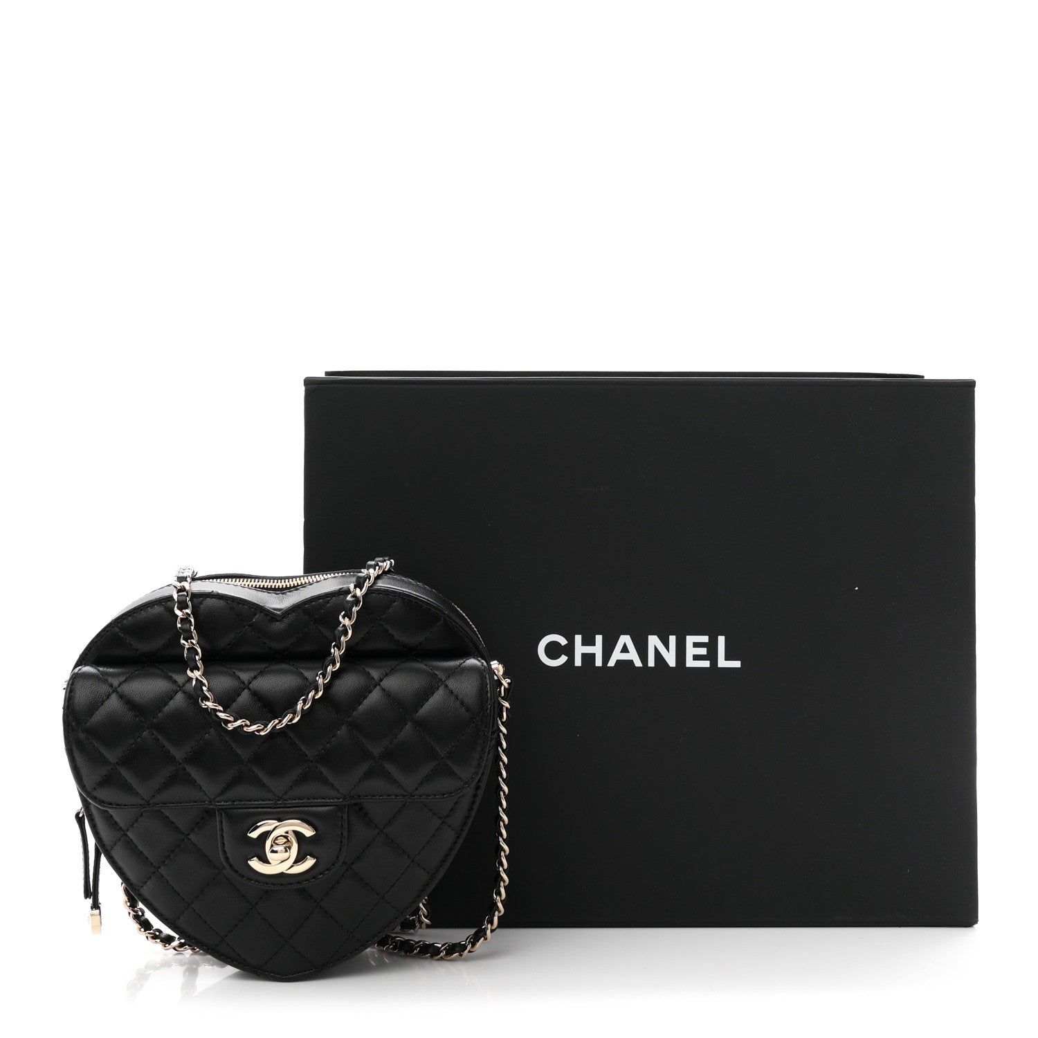 Chanel Lambskin Quilted Large CC In Love Heart Bag Black 11 of 11