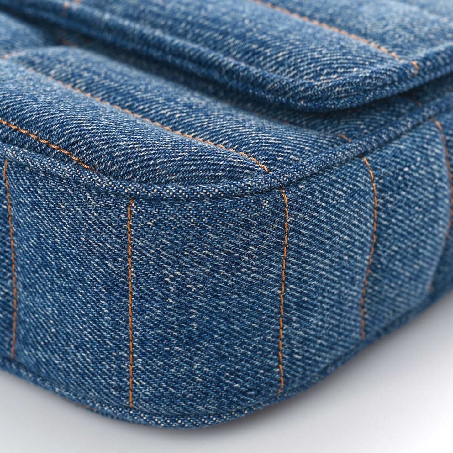Denim Matelasse Chain Shoulder Bag Blue