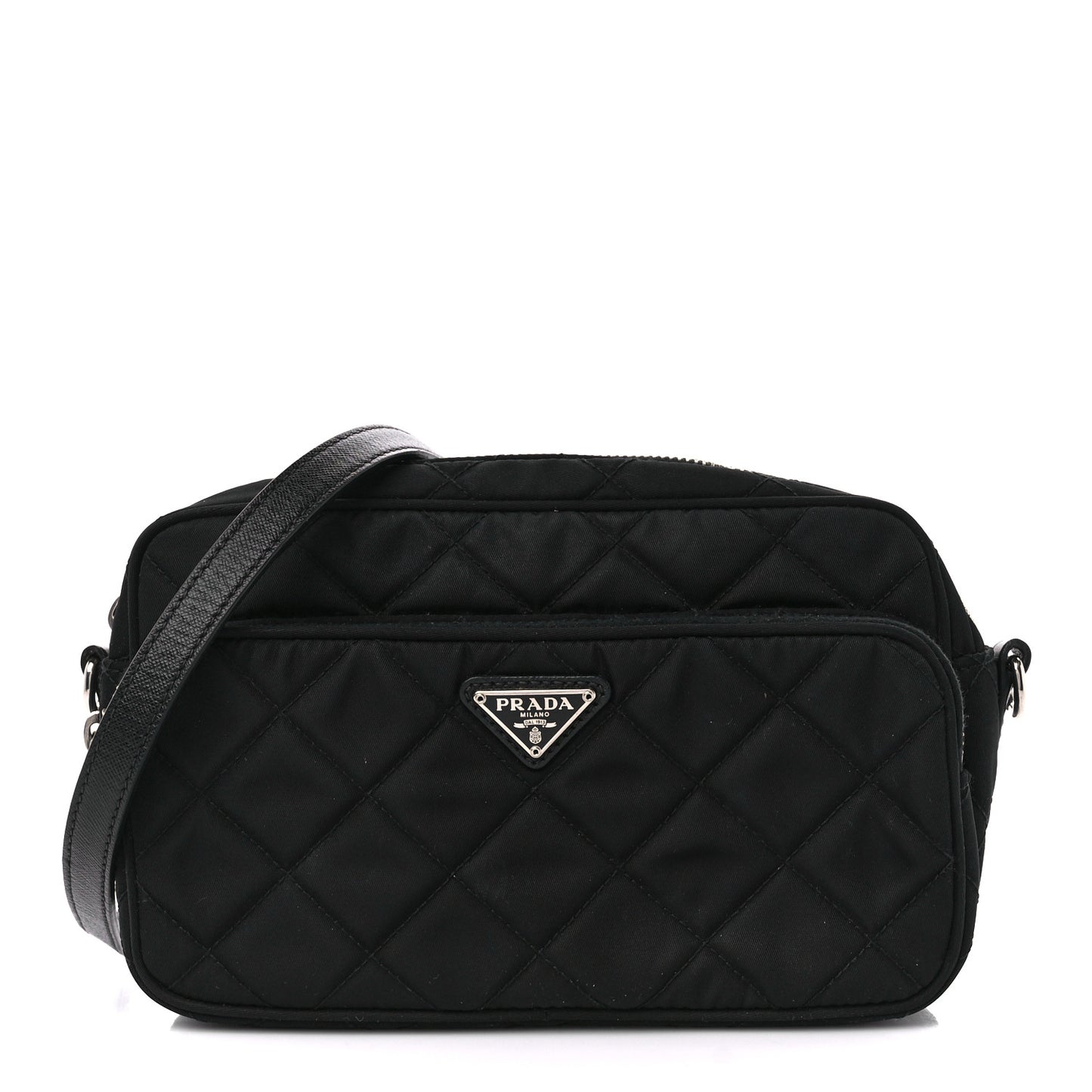 Nylon Tessuto Impuntu Quilted Camera Bag Black