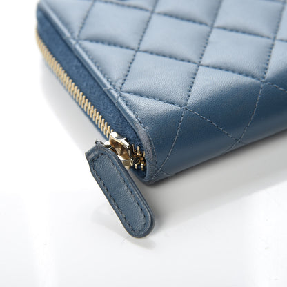 Chanel Lambskin Quilted Large Gusset Trendy CC Zip Around Wallet Blue 15 of 16