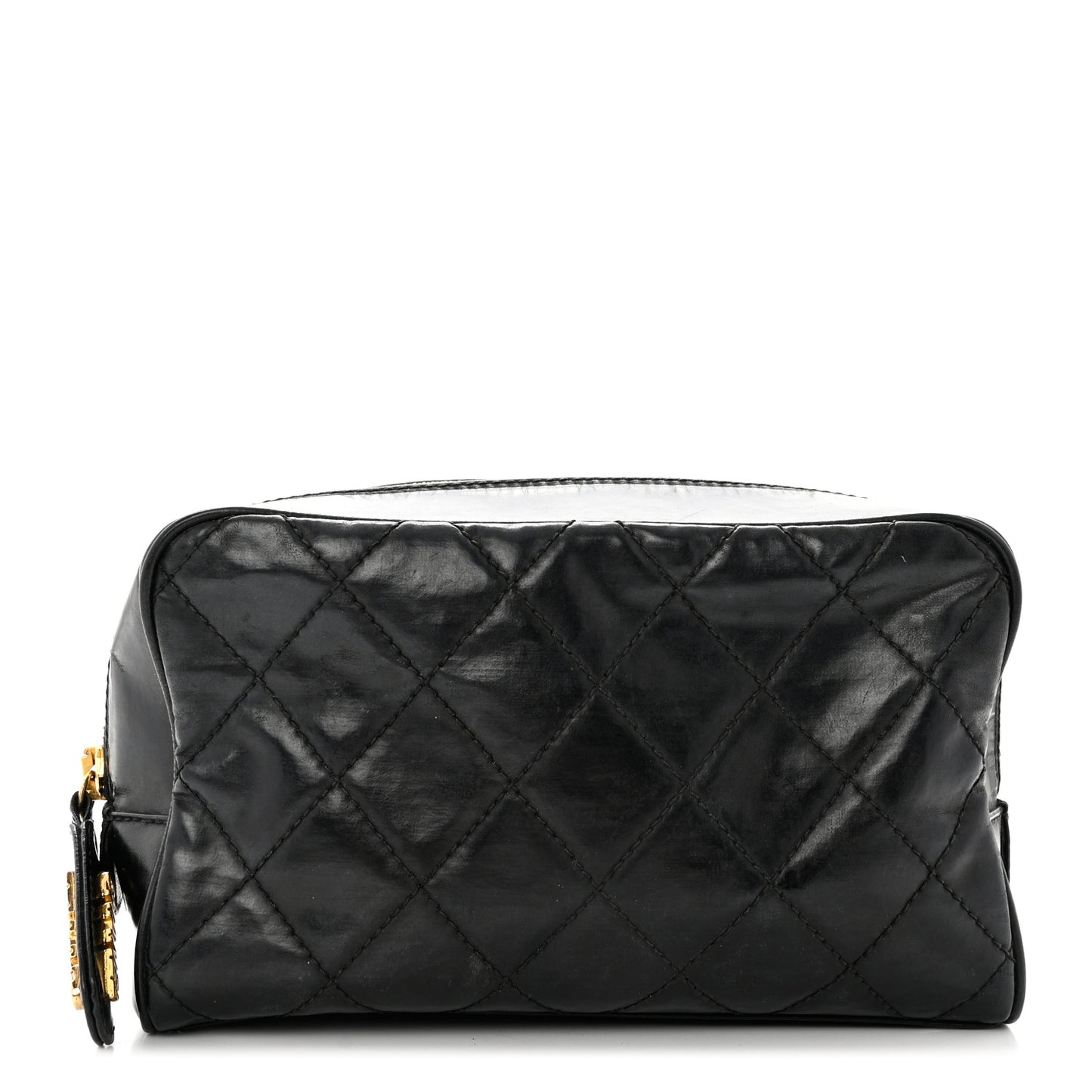 Lambskin Quilted Cosmetic Case Black