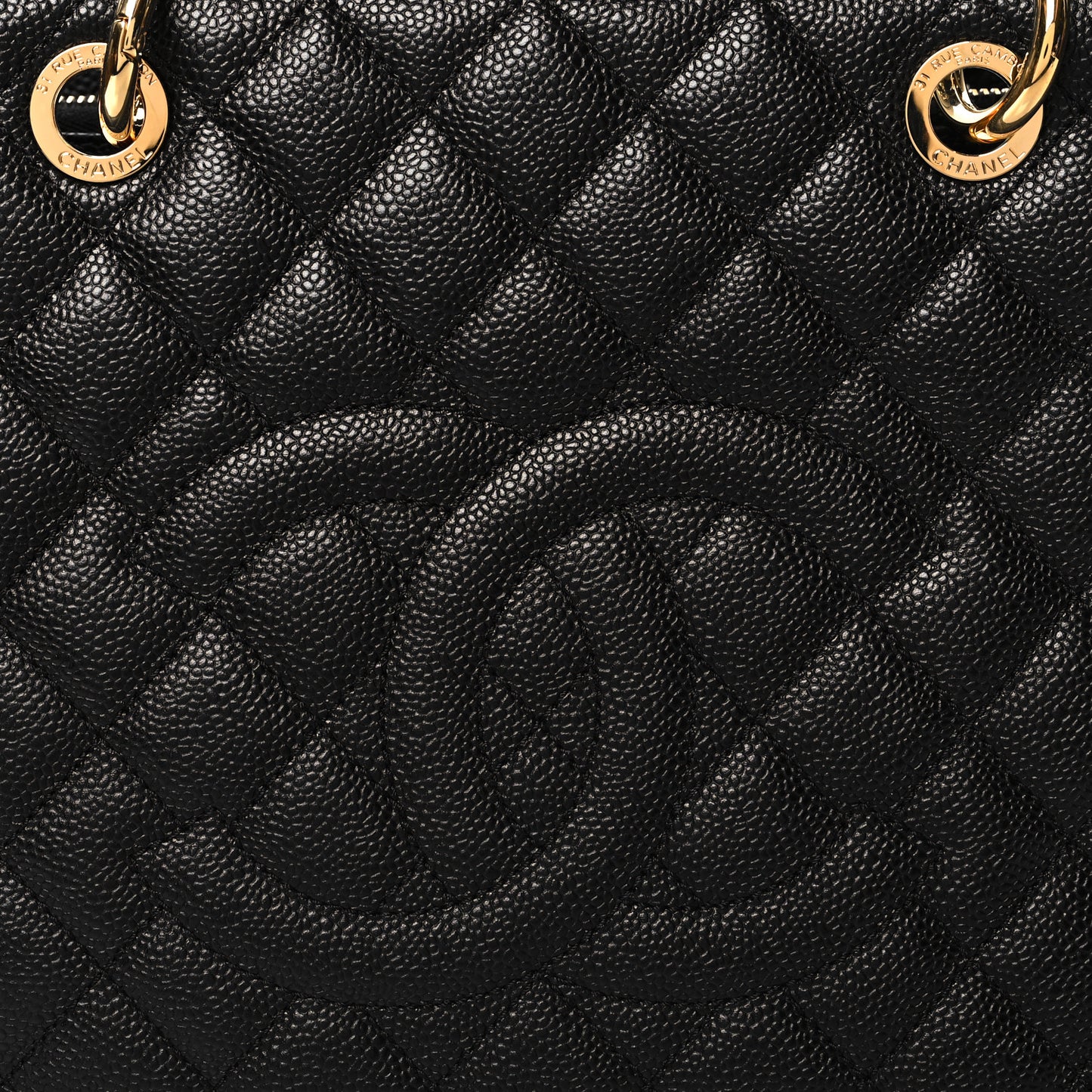 Caviar Quilted Grand Shopping Tote GST Black