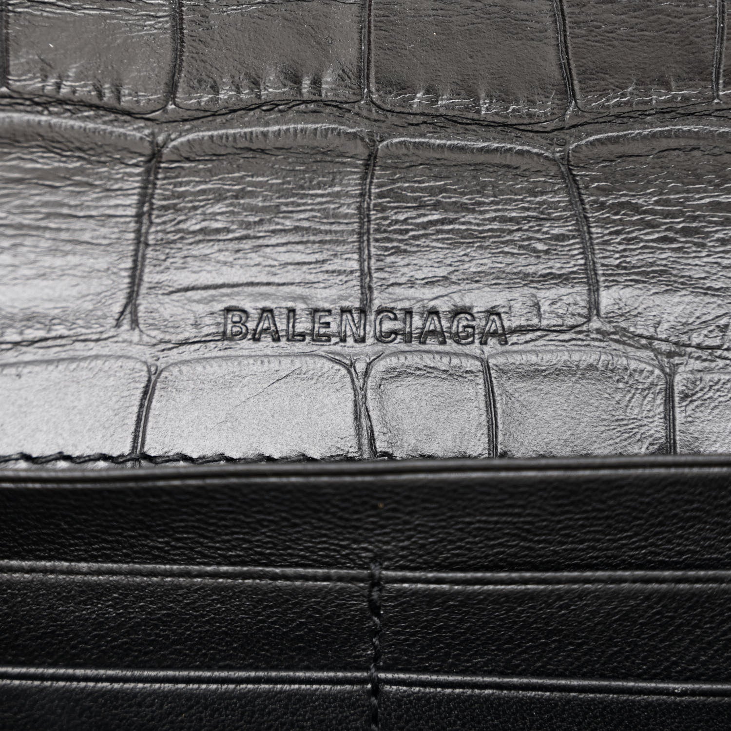 Balenciaga Extra Supple Calfskin Monochrome Crocodile Embossed Gossip Chain Bag XS Black 6 of 10