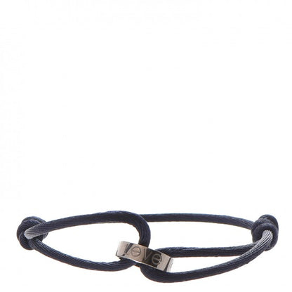 Cartier 18K White Gold Charity LOVE Adjustable Cord Bracelet Navy Blue 1 of 7