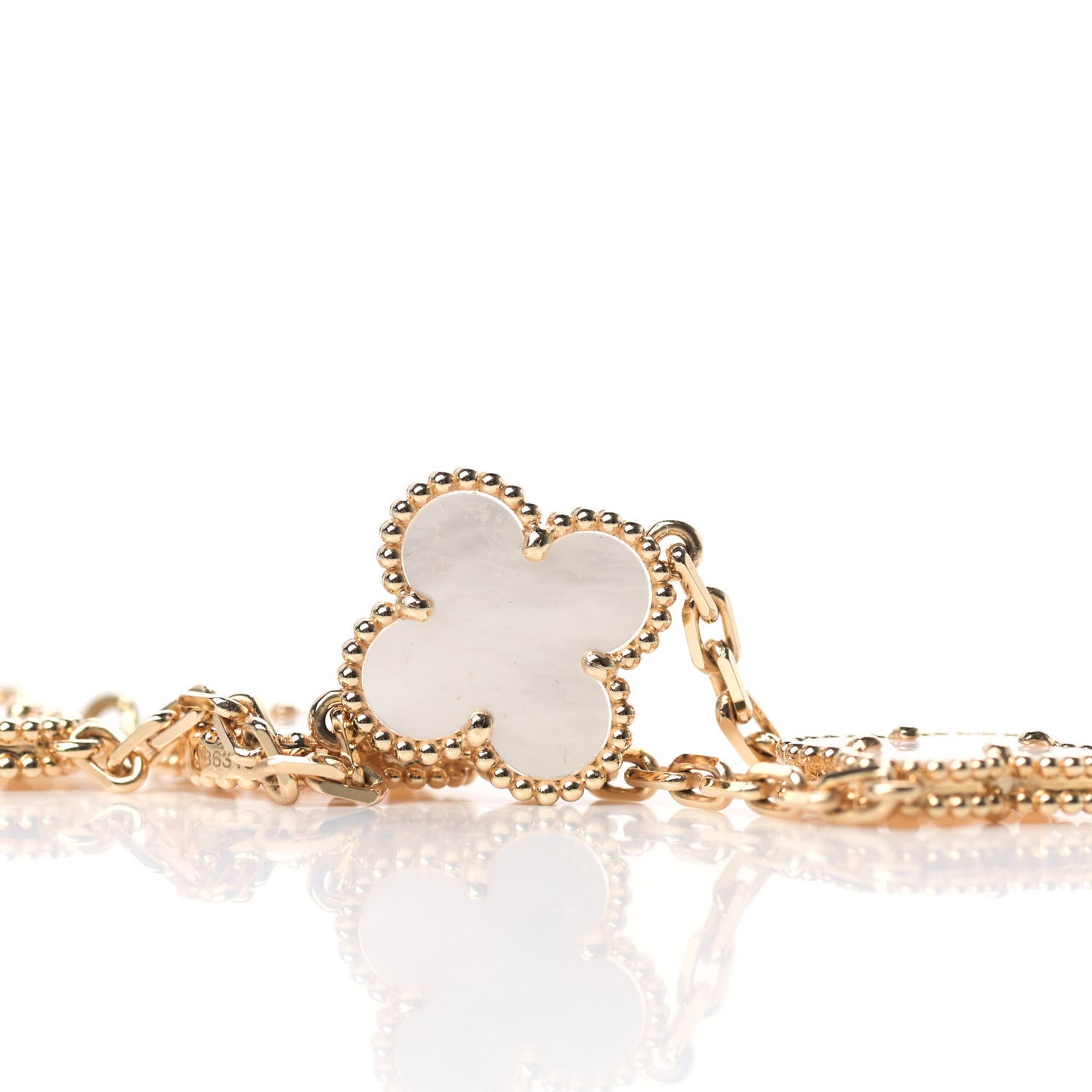 18K Yellow Gold Mother of Pearl 5 Motifs Vintage Alhambra Bracelet