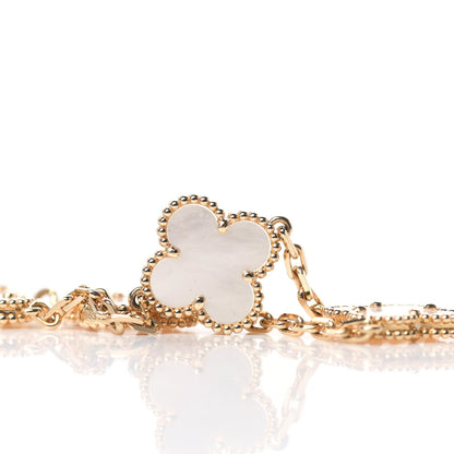 Van Cleef & Arpels 18K Yellow Gold Mother of Pearl 5 Motifs Vintage Alhambra Bracelet 7 of 8