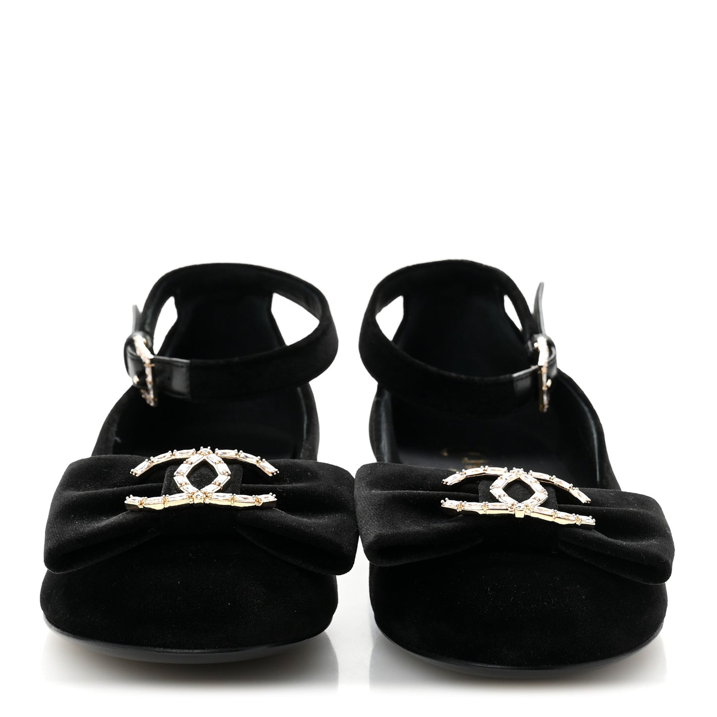 Velvet Strass CC Bow Mary Jane Flats 36 Black