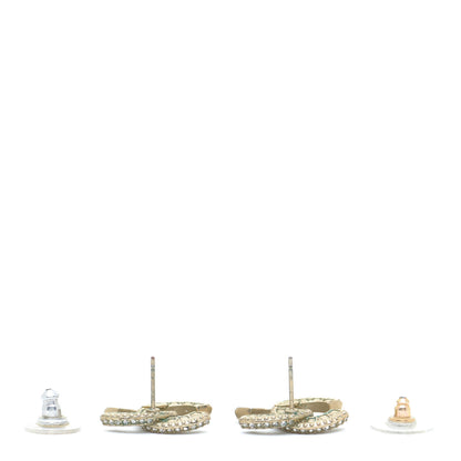 Chanel Crystal Timeless CC Earrings Light Gold 3 of 7