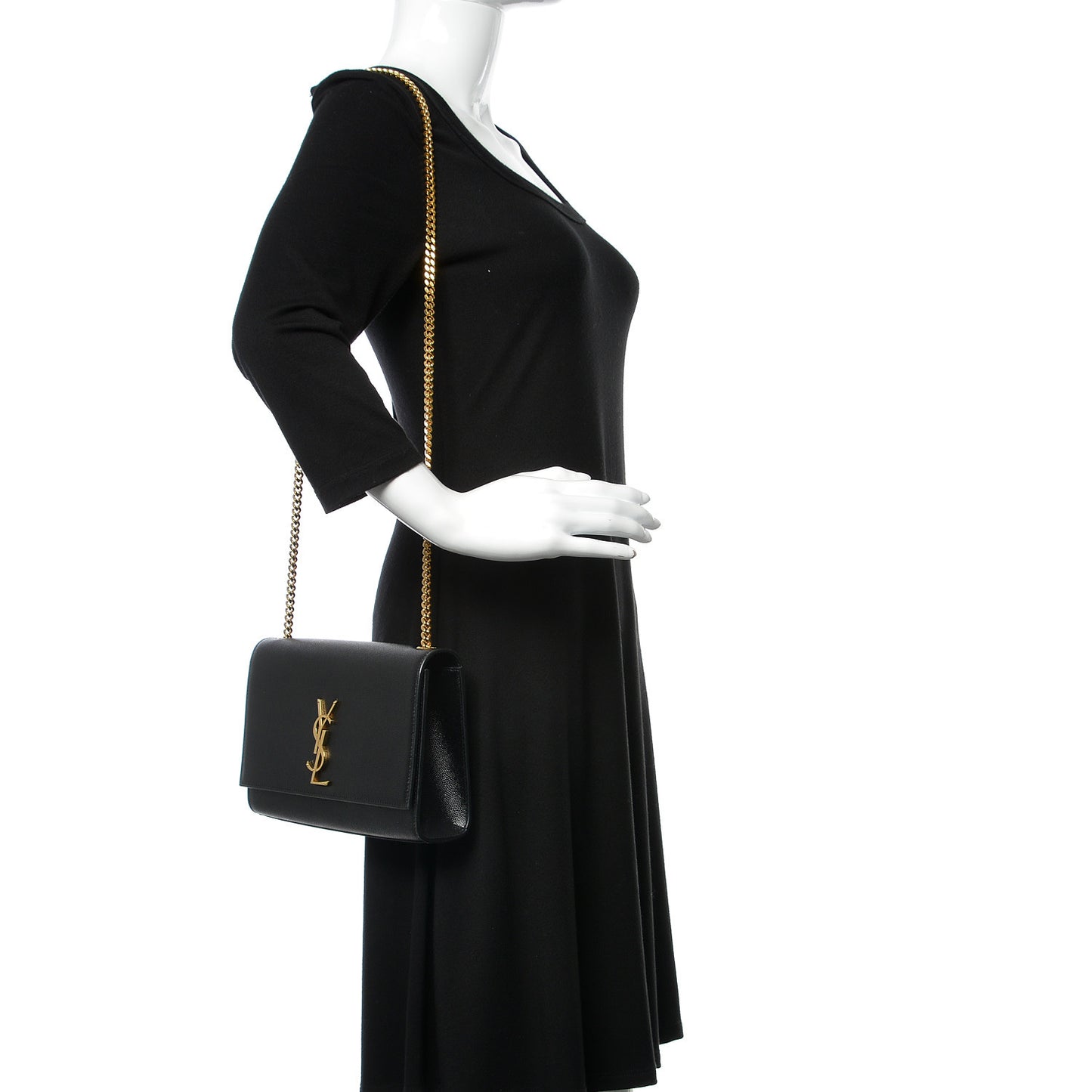Grain De Poudre Medium Classic Monogram Kate Satchel Black