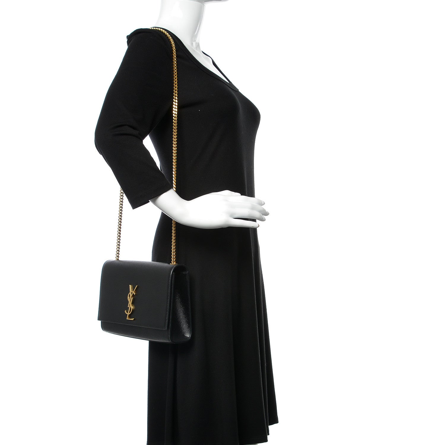 Saint Laurent Grain De Poudre Medium Classic Monogram Kate Satchel Black 2 of 10