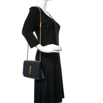 Saint Laurent Grain De Poudre Medium Classic Monogram Kate Satchel Black 2 of 10