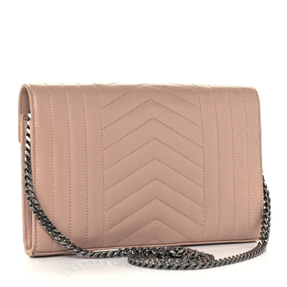 Saint Laurent Sheepskin Tri-Quilt Monogram Envelope Chain Wallet Dark Beige 3 of 10