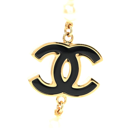 Chanel Pearl Beaded Resin CC Long Necklace Black Gold 4 of 7