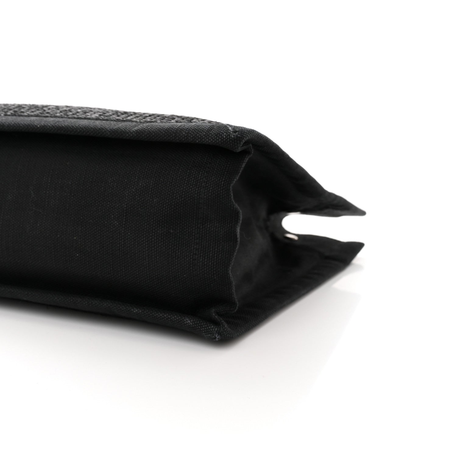 Saint Laurent Raffia Linen Calfskin Small Rive Gauche Tote Black 10 of 10