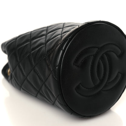 Chanel Lambskin Quilted Pearl Crush Drawstring Bag Black 8 of 9