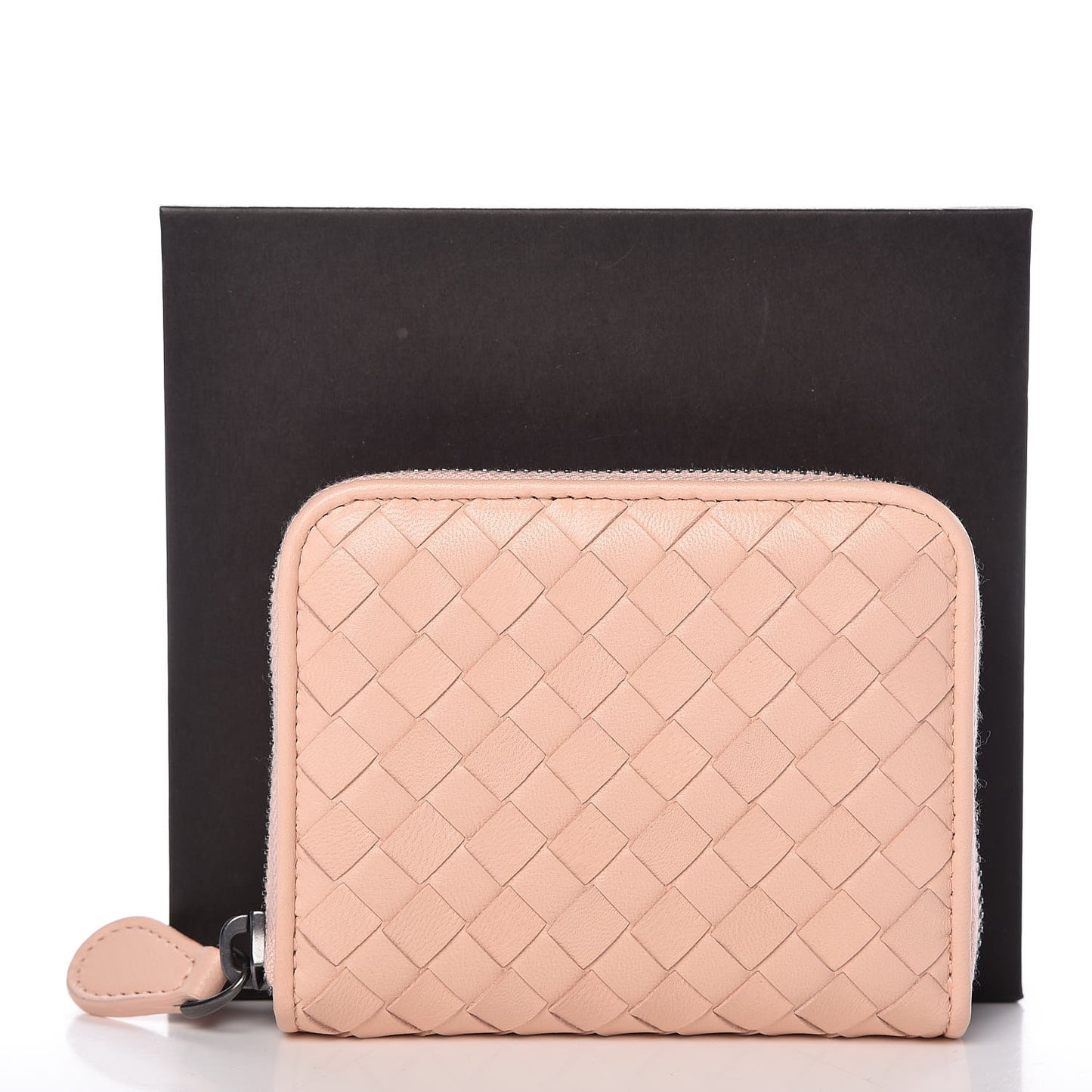 Nappa Intrecciato Zip Around Coin Purse Flamingo
