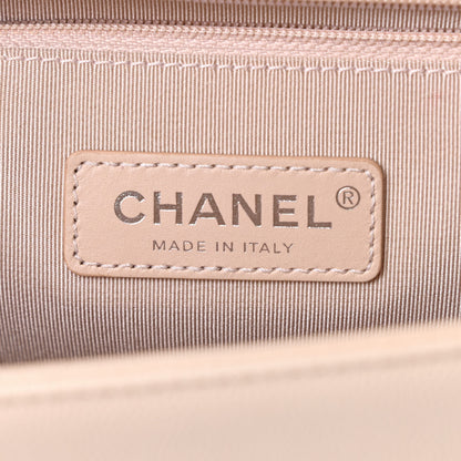 Chanel Caviar Chevron Quilted New Medium Boy Flap Light Beige 6 of 17