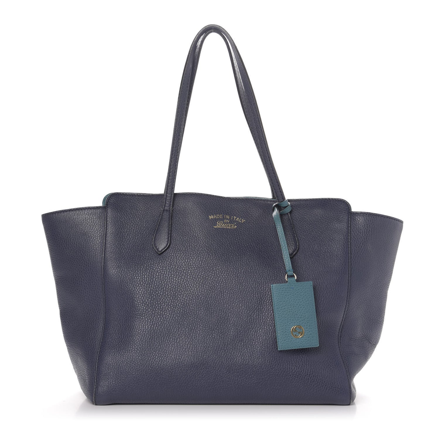 Dollar Calfskin Medium Swing Tote Marine Deep Cobalt
