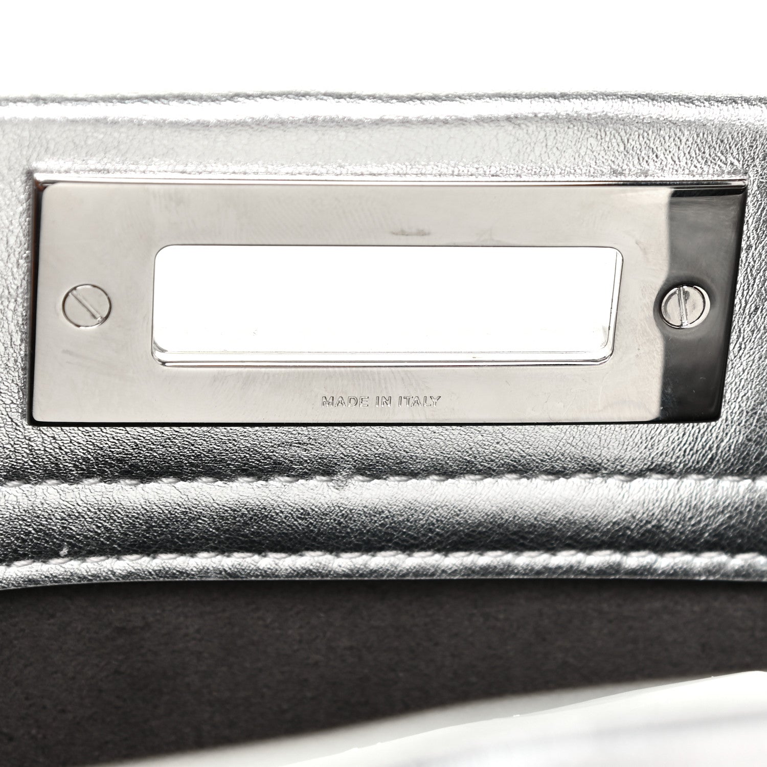 Fendi Vitello Catalan Mirror Medium Peekaboo Iconic Satchel Argento 8 of 14