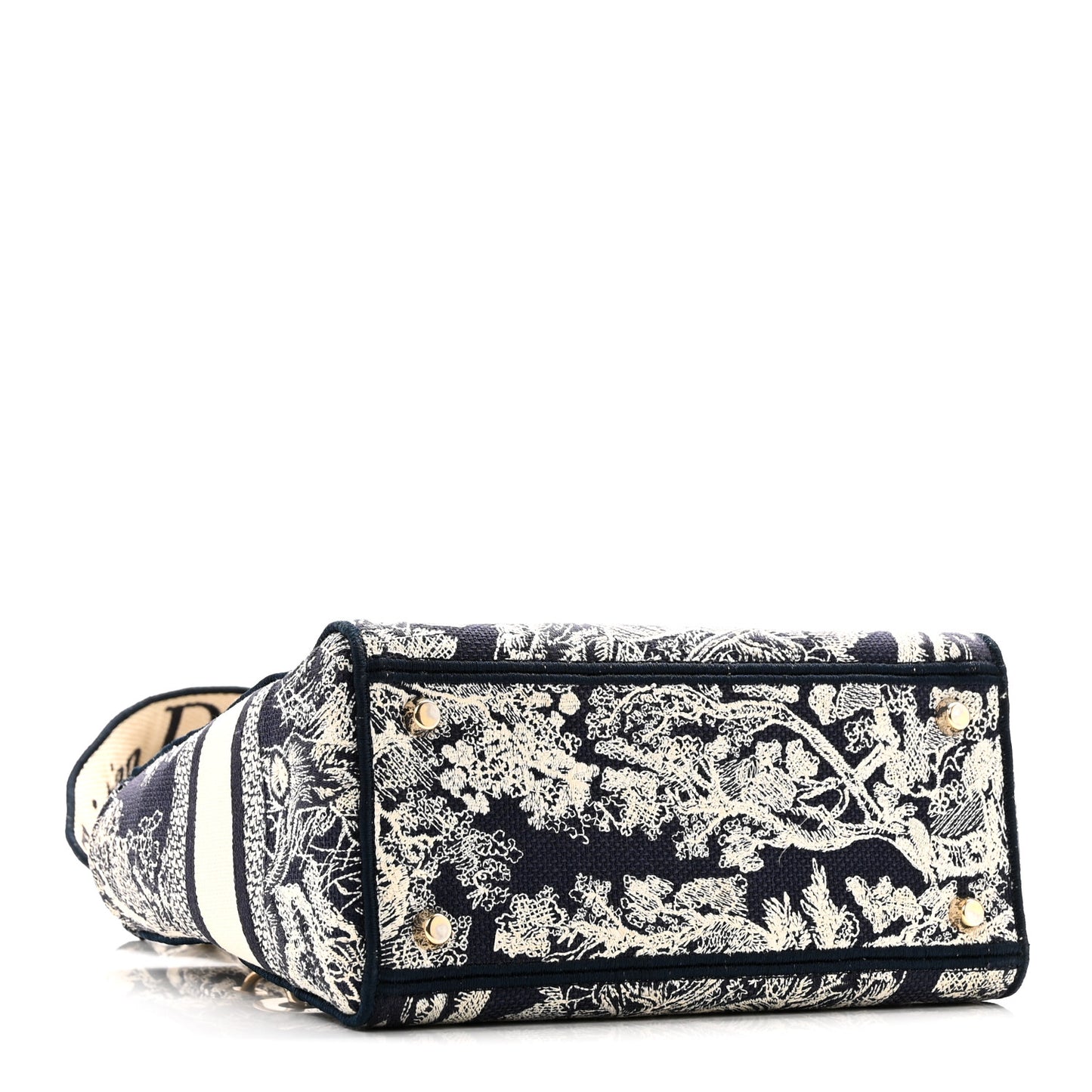 Canvas Toile De Jouy Embroidered Medium Lady D-Lite Navy