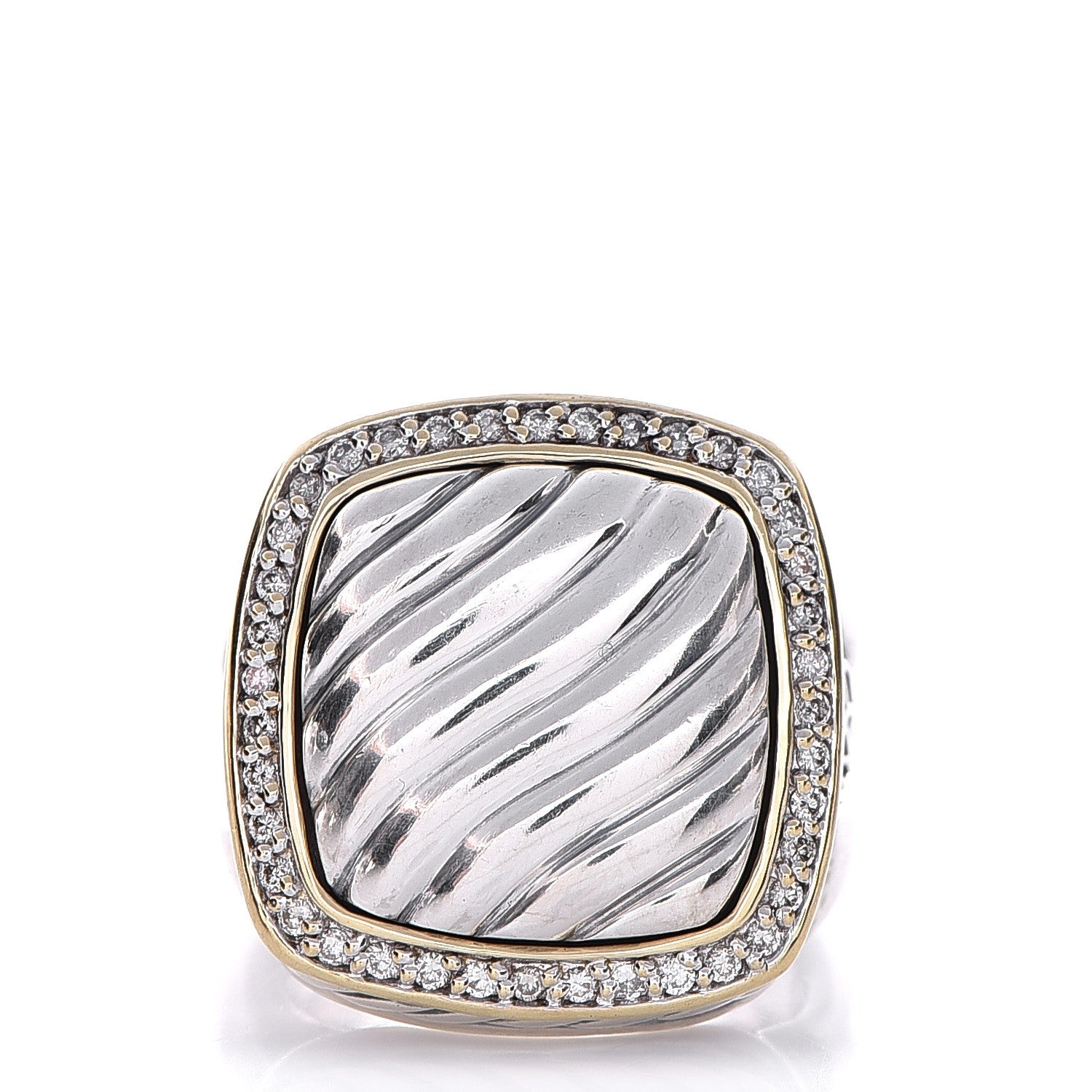 David Yurman Sterling Silver 18K Yellow Gold Diamond Albion Ring 5.75 1 of 6