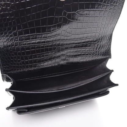 Saint Laurent Calfskin Crocodile Embossed Medium Monogram Sunset Black 5 of 9
