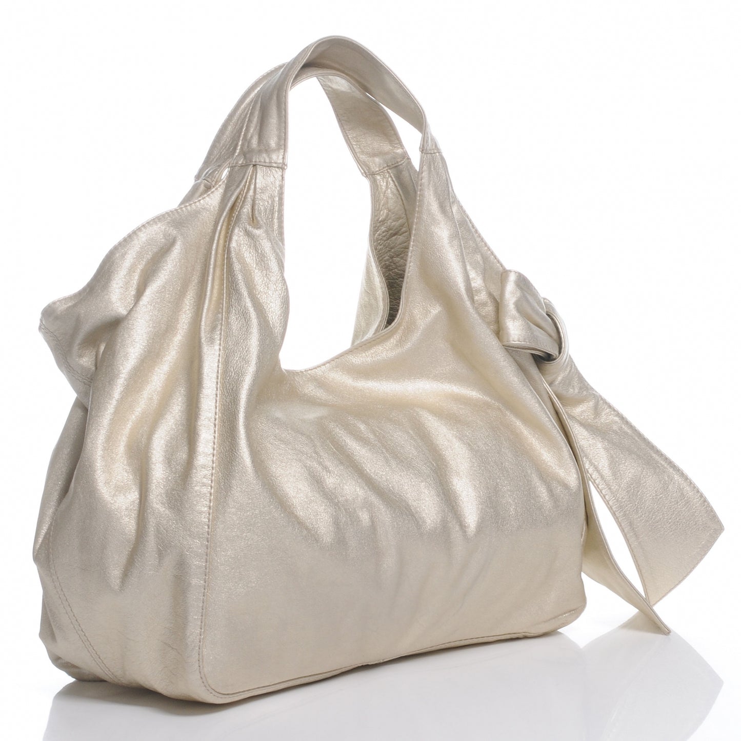 Metallic Nappa Nuage Bow Hobo Gold